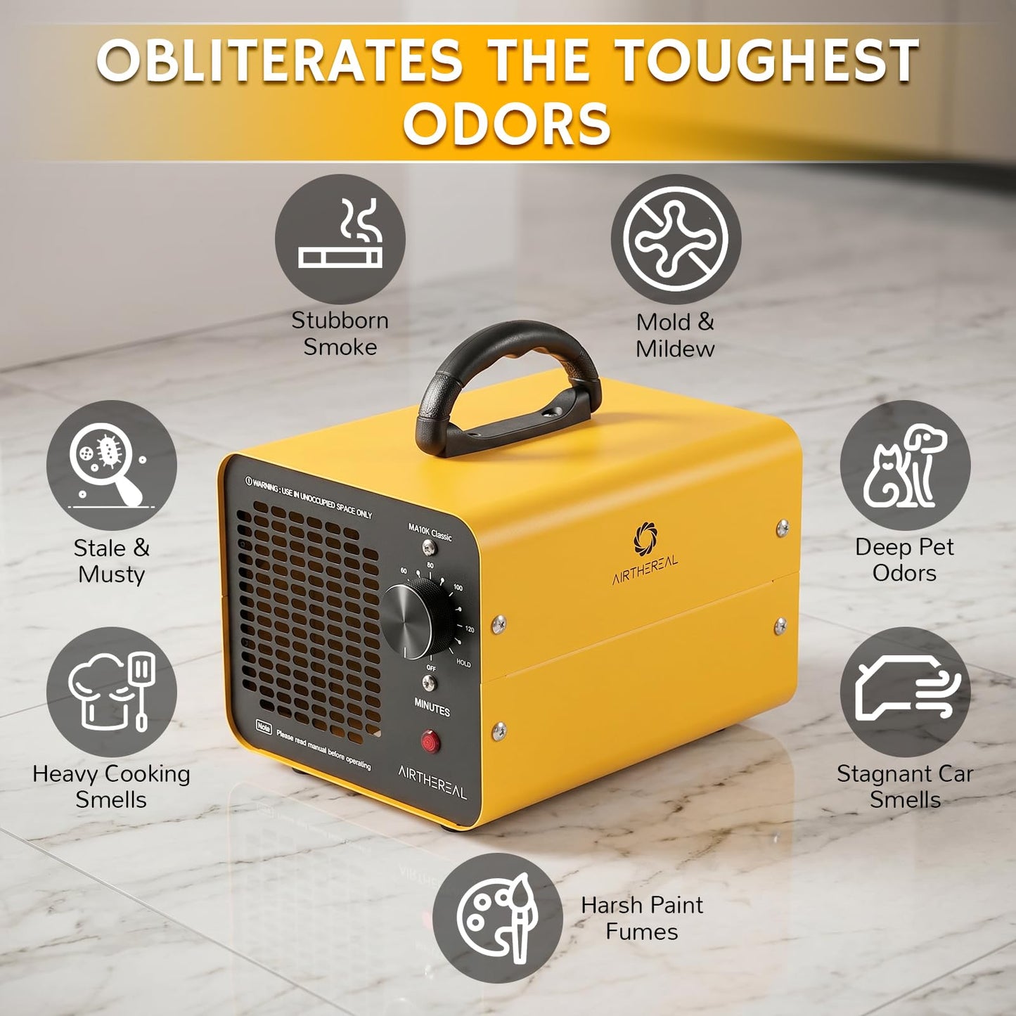 Airthereal MA10K Ozone Generator, Upgraded Honeycomb, 3500 Sq Ft, Yellow