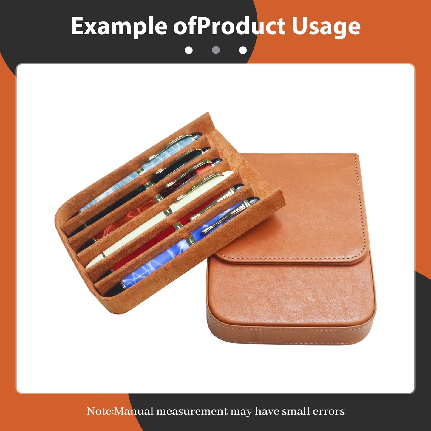 MIVLXLX 6 Slot Fountain Pen Case, Handmade Magnetic,Christmas Gift (brown)