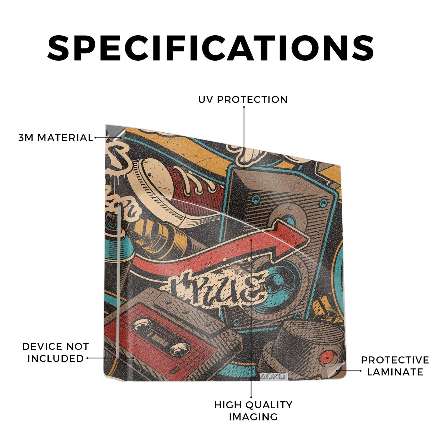 Glossy Glitter Gaming Skin Compatible with Sony Disc Drive for PS5 Digital Edition Consoles - Orange Hip Hop - Premium 3M Vinyl Protective Wrap Decal