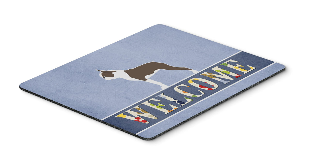 Caroline's Treasures BB5548MP Boston Terrier Welcome Mouse Pad, Hot Pad or Trivet for Home Office Gaming Working Computers Laptop Mouse Mat,Washable