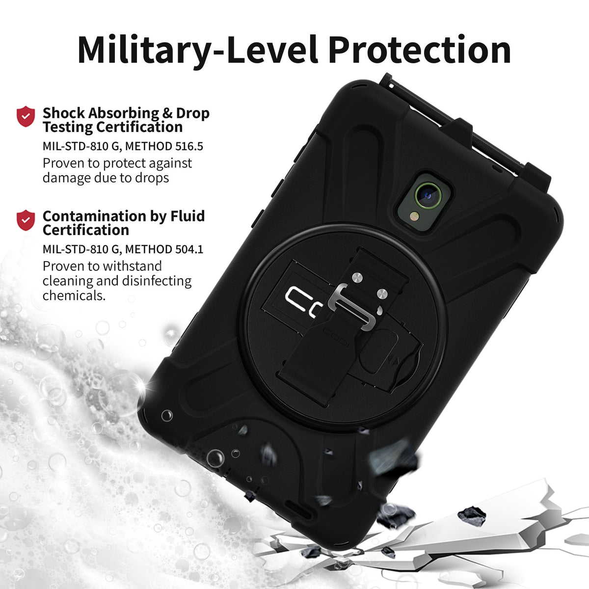 CODi Rugged Case for Samsung Galaxy Tab Active 3 and Tab Active 5, 8" (T570/SM-X306) | 360° Protection, Drop-Test & Fluid Contamination Certified