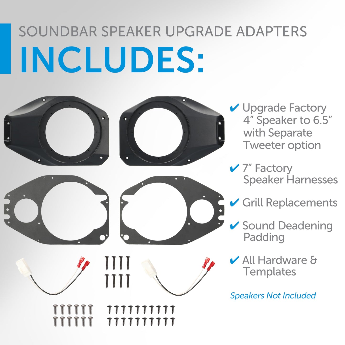 Proscenium PRO-JPSAP2 Rear Soundbar Speaker All-In-One Adapter Kit, Easy Installation for Better Sound Quality, Fits 6.5”-6.75” Aftermarket Speakers