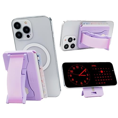 LoveHandle Phone Wallet with Kickstand and Adapter Ring for MagSafe, Phone Card Holder, Wireless Charging Compatible, Wallet Compatible with MagSafe
