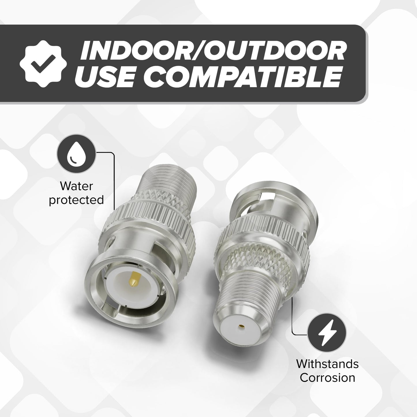THE CIMPLE CO - RF (F81) to BNC Adapters for Coaxial Cables - BNC Male to Female F-Pin Connectors, Adapters, and Couplers for RG11, RG6, RG59, RG58