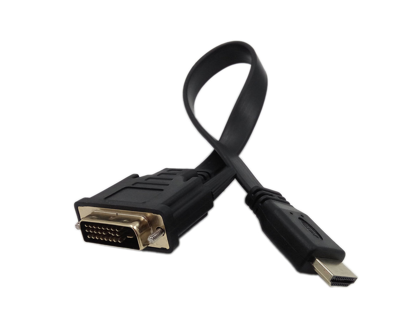 CERRXIAN 1FT Flat Slim High Speed Bi-Directional DVI (24+1) Male to HDMI Male Adapter Cable 30 cm(Including Two Ends)