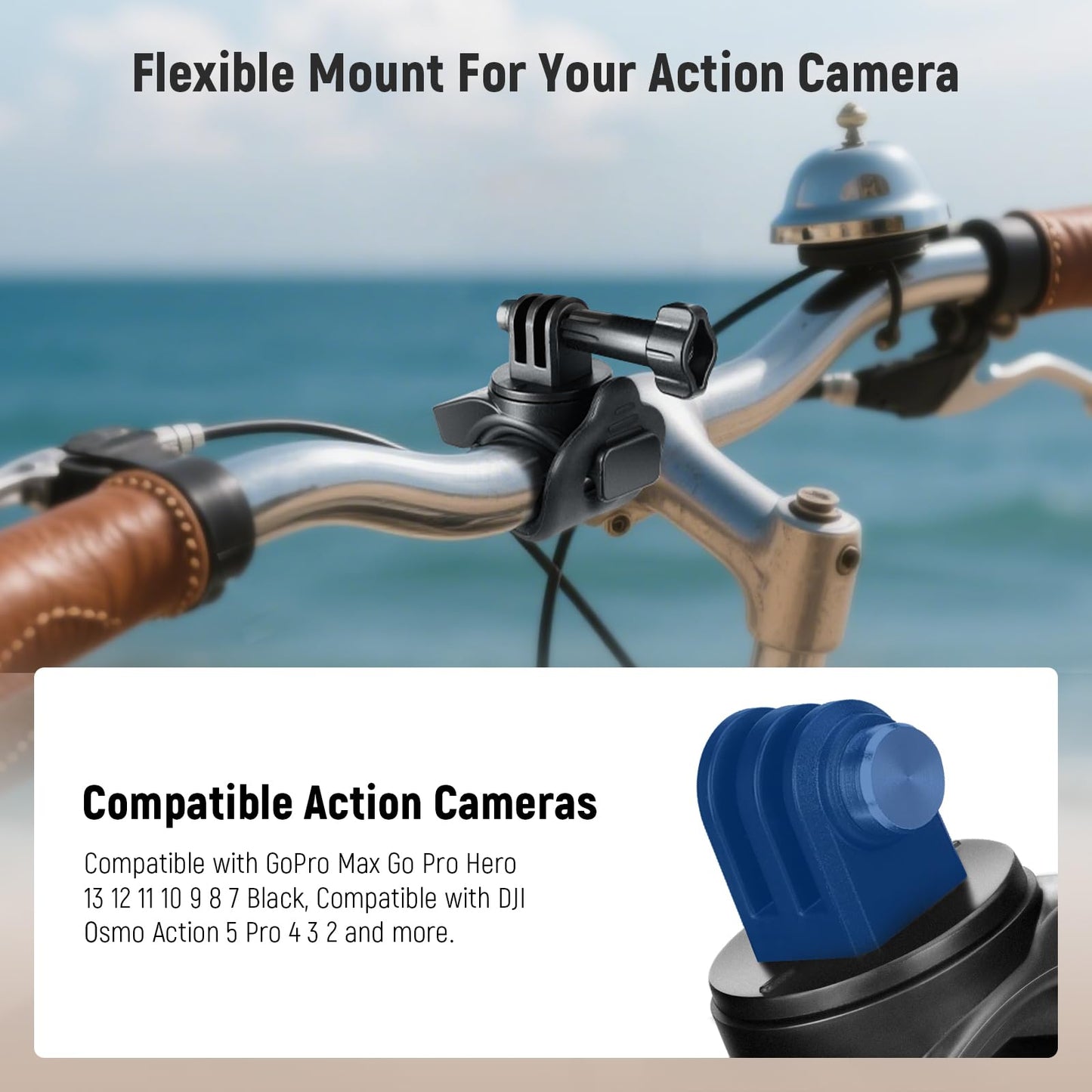 NEEWER Flexible Mount Wrap Band Compatible with GoPro DJI Insta360 Action Cameras, Motorcycle Bike Handlebar Roll Bar Tube Clip Holder Bracket