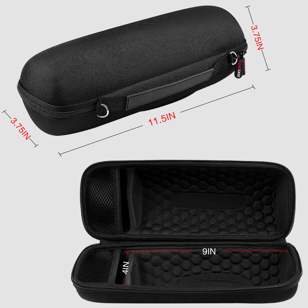 Comecase Hard Travel Case for JBL Charge 4/ Charge 5 Waterproof Bluetooth Speaker. Carrying Storage Bag Fits Charger and USB Cable (Case Only) - Black