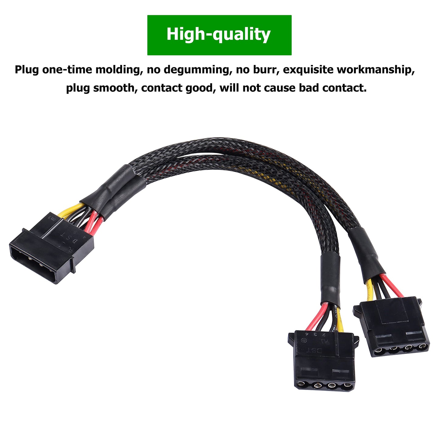 XMSJSIY 4 Pin IDE Y Splitter Adapter Connecter Cable 4 Pin IDE Male to Dual Female Power Supply Extension Cable-23cm/9inch 2 pcs