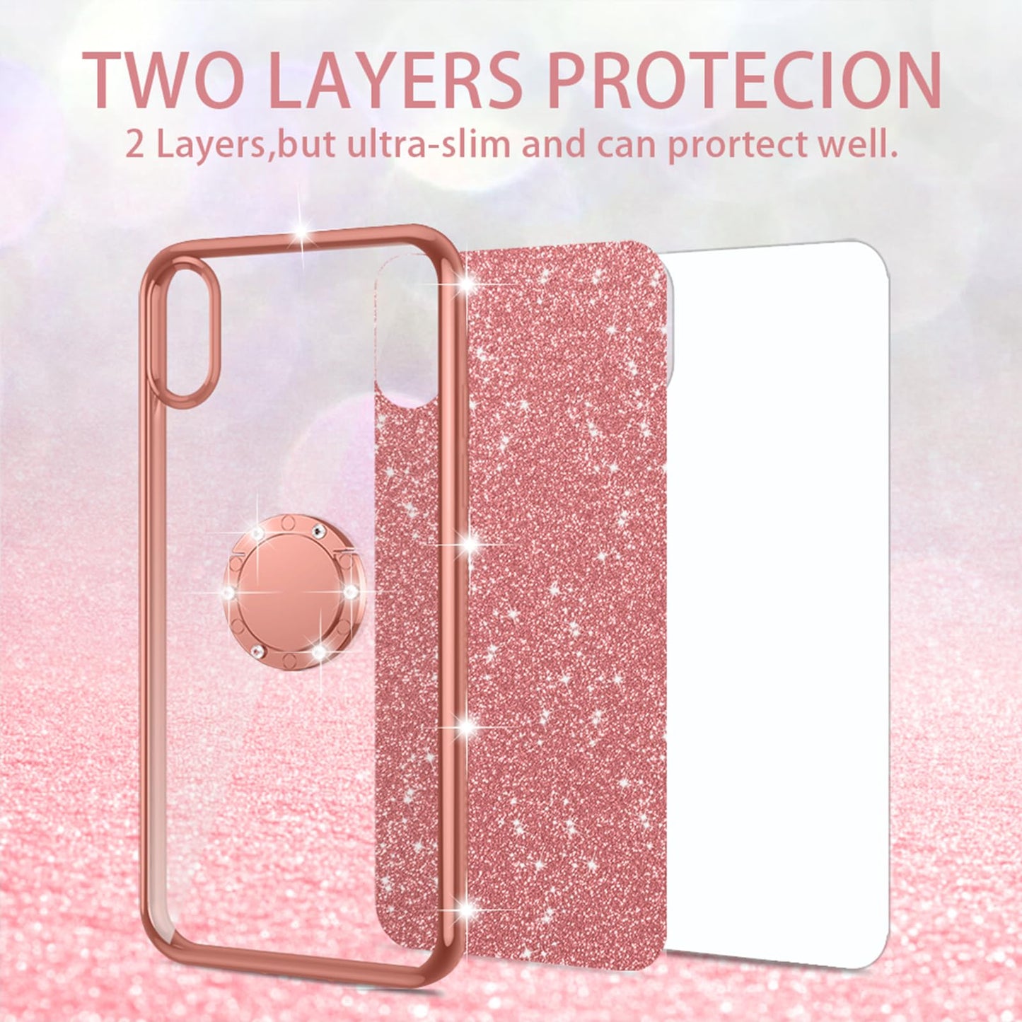nancheng Cute Bling Glitter Phone Case for Motorola Moto G Power 5G 2024 Luxury Sparkly Soft TPU Anti Scratch Anti-Drop Cover with Ring Stand