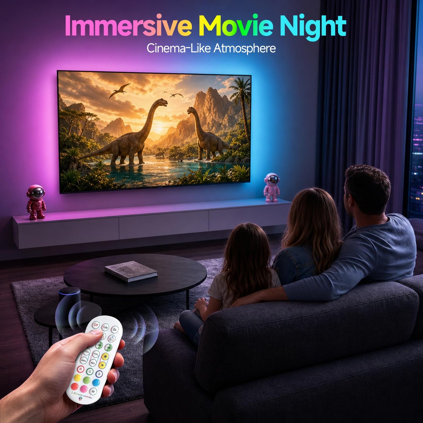 Daymeet TV LED Backlight, 16.4ft RGB Strip Lights for 65-85 Inch TVs, App Control