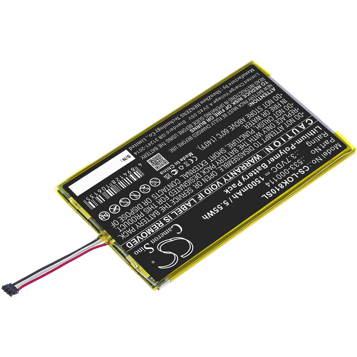 Cameron Sino Battery for Logitech IIIuminated Keyboard K810, K810 PN:Logitech 533-000114 1500mAh / 5.55Wh