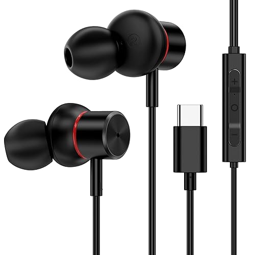 USB C Wired Headphones,【Active Noise Cancelling & One-Click ANC Toggle Button】Ear buds for iPhone 17 16 15 Pro Max USBC Earphones,Hi-Res Sound Type C…