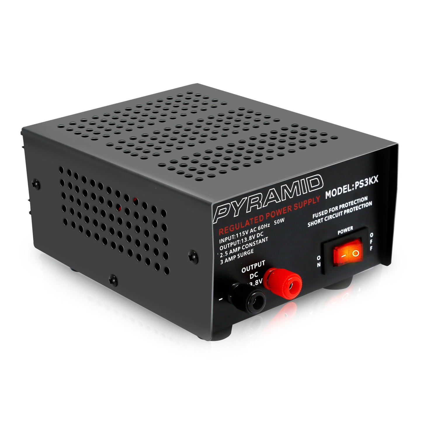 Pyramid Universal Compact Bench Power Supply - 2.5 Amp Linear Regulated Home Lab Benchtop AC-to-DC 12V Converter w/ 13.8 Volt DC 115V AC 50 Watt…