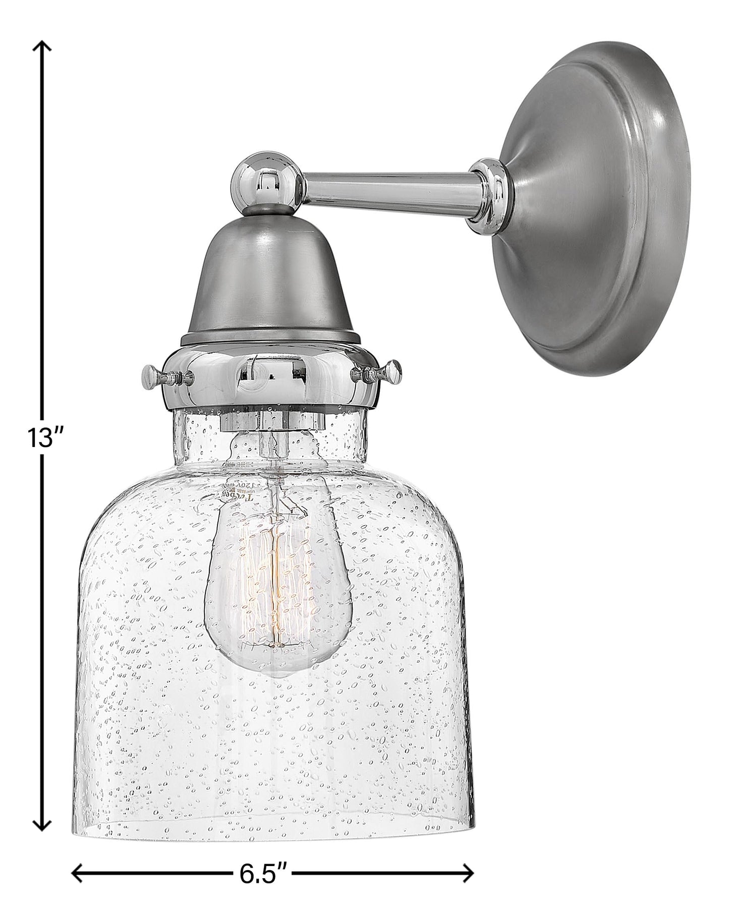 Hinkley Academy 67003EN 13" One Light Wall Sconce - 1-10w Med. LED Bulb Required, Clear Seeded Cylinder Glass - English Nickel