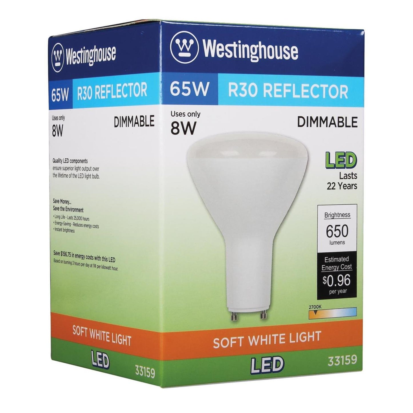 Westinghouse 3315900 65-Watt Equivalent R30 Flood Dimmable Soft White LED Light Bulb with GU24 Base