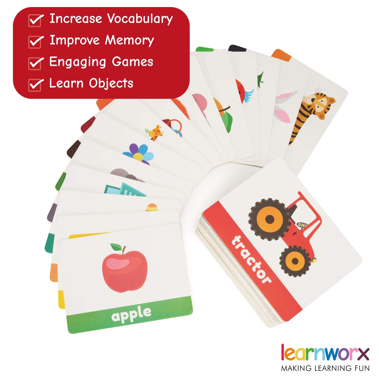 LearnWorx 101 Baby Flash Cards for Toddlers Ages 1–3 – Award-Winning First Words & Numbers Learning Cards, Speech & Play Toy for Preschool Kids