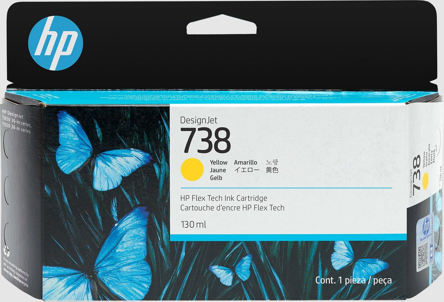 HP 738 130-ml Yellow DesignJet Ink Cartridge