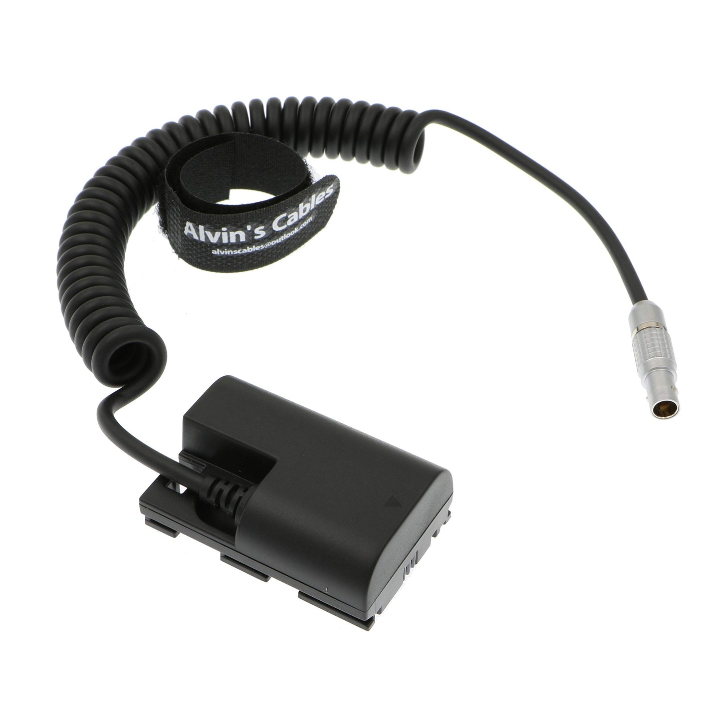 Alvin's Cables LP E6 Dummy Battery to 2 Pin Male Power Coiled Cable for Canon 5D