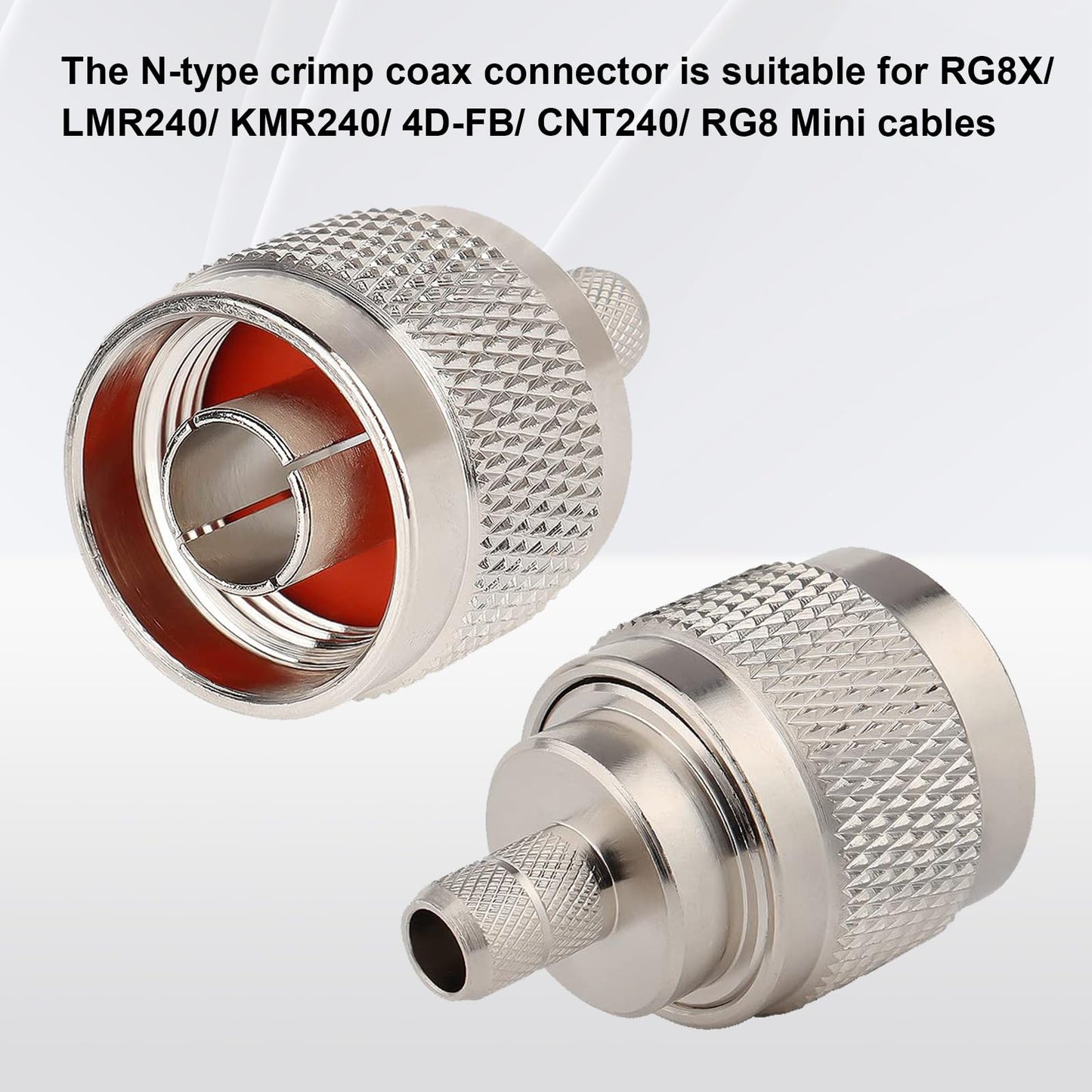 XRDS -RF RG8X N Male-Plug Crimp Connector 10PCS, N Male Crimp Connector for RG8X, LMR240, CNT240, KMR240, Mini8, 4D-FB, Belden9258 Coaxial Cables, RF