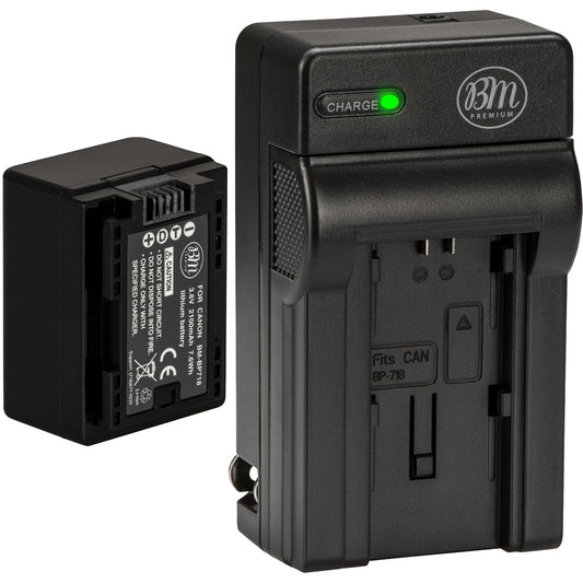 BM Premium BP-718 Battery and Charger for Canon Vixia HFR80 HFR82 HFR800 HFM50 HFM52 HFM500 HFR30 HFR32 HFR300 HFR40 HFR42 HFR400 HFR50 HFR52 HFR500