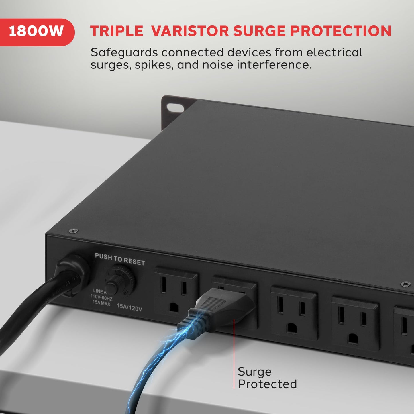 Pyle-Pro PCO800 19'' Rack Mount 1800 Watt Power Conditioner w/ 8 Outlets