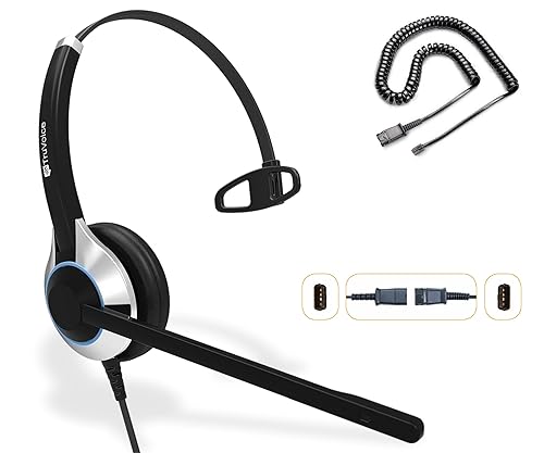 TruVoice HD-500 Office and Call Center Wired QD Headset with Noise Canceling Microphone and HD Speakers - Compatible with Mitel, Nortel, Avaya, Poly