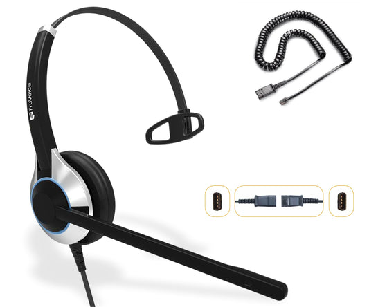 TruVoice HD-500 Office and Call Center Wired QD Headset with Noise Canceling Microphone and HD Speakers - Compatible with Mitel, Nortel, Avaya, Poly