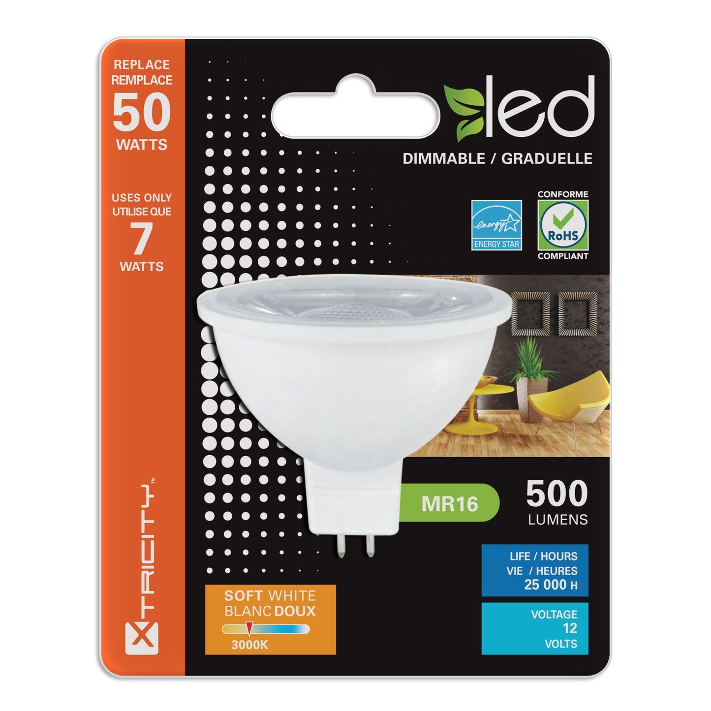 Xtricity LED MR16 GU5.3 Spotlight Light Bulb, 7W (50W Equivalent), (4 Pack)