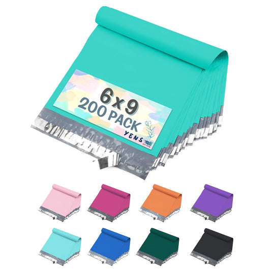Yens Poly Mailers 6x9 200 Pack Teal Self-Seal Shipping Envelopes M1