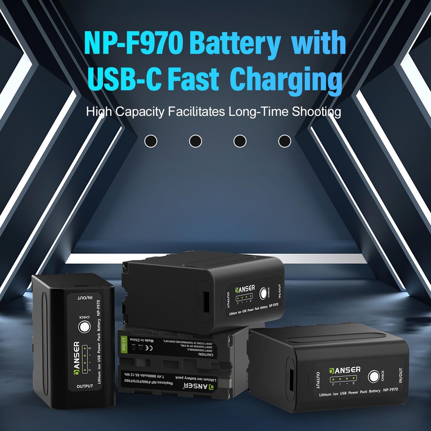 OANSER NP-F970 Battery with USB-C for Sony NP-F970 NP-F960 NP-F750 NP-F550, Replacement Battery Compatible for Sony CCD-TRV215 CCD-TR917 CCD-TR315