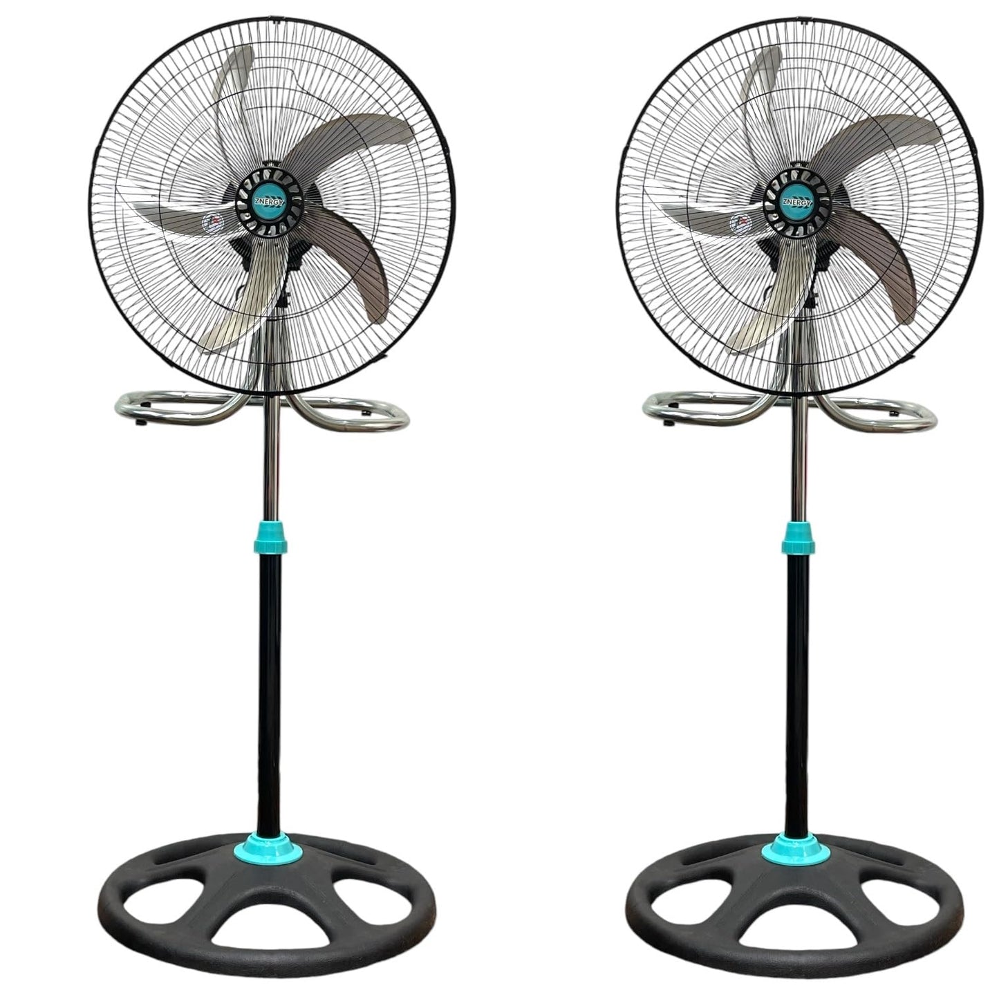 ZNERGY 2 Packs 3850CFM 18inch 2in1 Modern Industrial Floor and Stand Fans Metal Blades 3 Speeds Oscillation Adjustable Heights for Livingroom, Dining