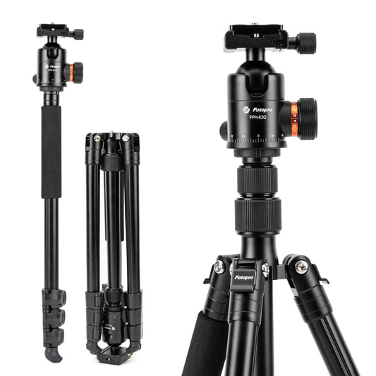 Fotopro 78" Camera Tripod, Aluminum Compact Travel Tripod and Monopod with 360° Ball Head Quick Release Plate, Professional Camera Tripod for DSLR