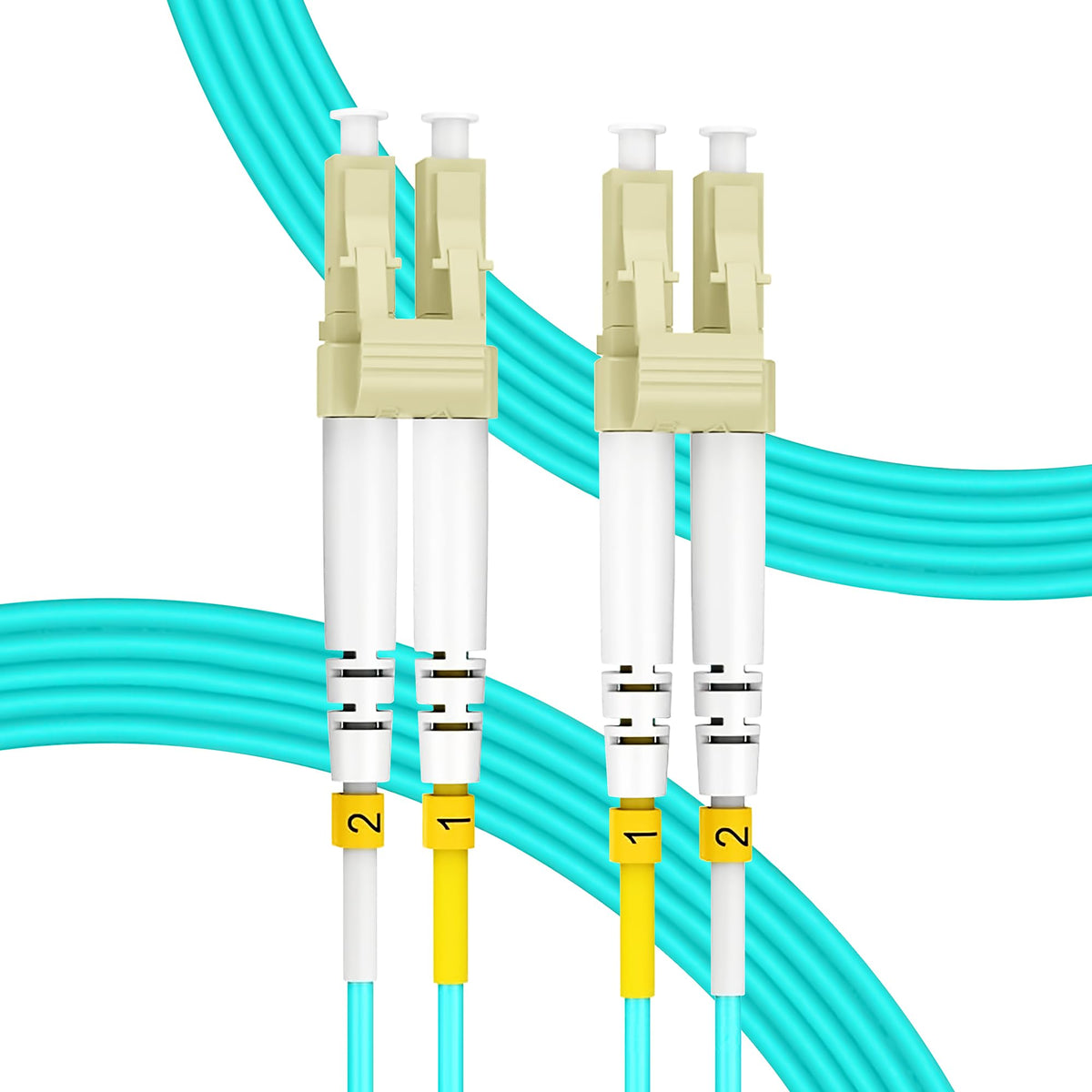 NewYork Cables Fiber Patch Cable | LC to LC Multimode Duplex OM4 50/125 Jumper Cord | 10M (32.8ft) 40gb Fiber Optic Cable (Aqua)