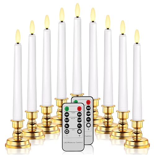 Daord LED Christmas Window Candle with 2 Remotes Battery Operated Flameless Taper Candles Warm Light Flickering and Timer for Wedding Party Holiday