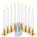 Daord LED Christmas Window Candle with 2 Remotes Battery Operated Flameless Taper Candles Warm Light Flickering and Timer for Wedding Party Holiday