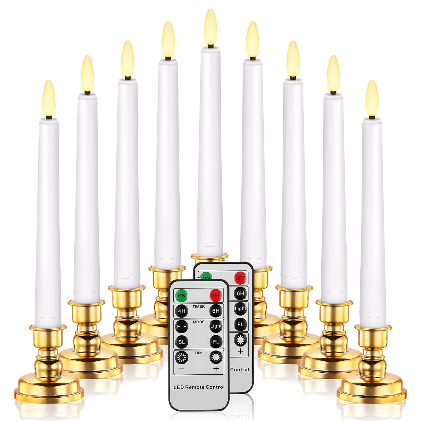 Daord LED Christmas Window Candle with 2 Remotes Battery Operated Flameless Taper Candles Warm Light Flickering and Timer for Wedding Party Holiday
