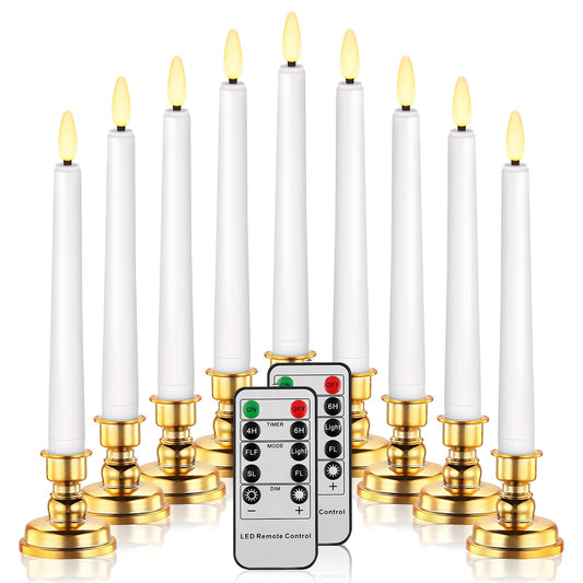 Daord LED Christmas Window Candle with 2 Remotes Battery Operated Flameless Taper Candles Warm Light Flickering and Timer for Wedding Party Holiday