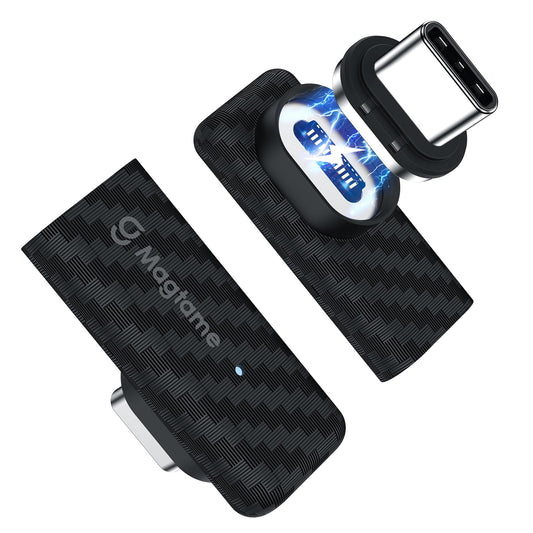 Magtame 2Pack 240W Magnetic USB C Right Angle Adapter, 24-Pin 90°USB-C Extender with Carbon Fiber Plastic Shell, Dust-Proof 40Gbps Fast Charging & 4K…