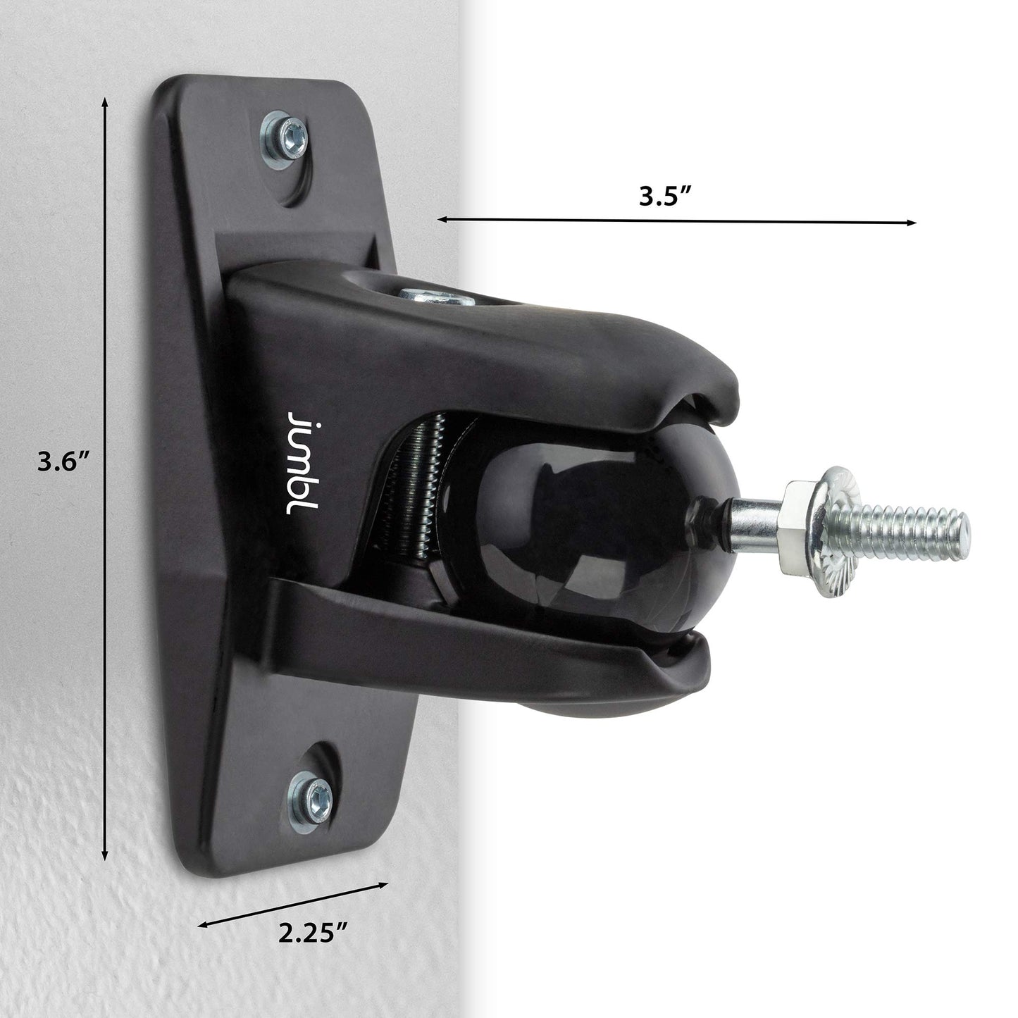 Jumbl SINSB7B ProGrip Ultra Stainless Steel Speaker Wall Mount Bracket Black, Pair of 2 - Thread Size: 1/4-20 - Holds up to 8 Lbs