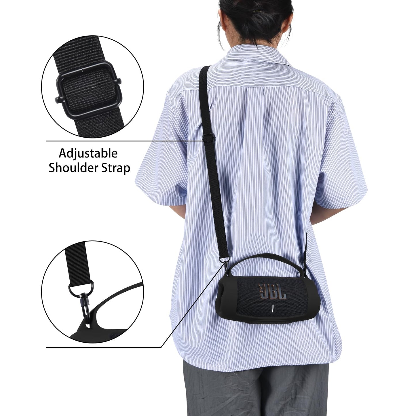 Silicone Case Cover Suitable for JBL Charge 5 Wi-Fi Case Portable Wireless Speaker Subwoofer Resistant Drop Crash Adjustable Shoulder Strap