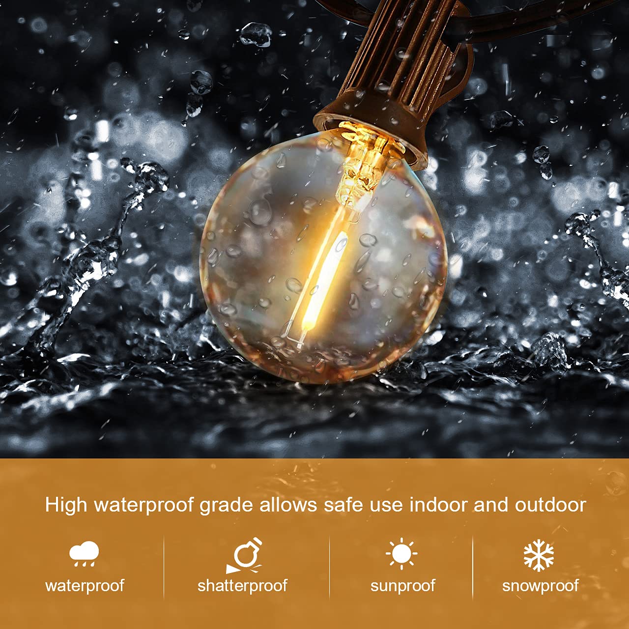 LED 30FT Outdoor String Lights with Remote Waterproof Patio Lights Dimmable 27 Shatterproof G40 Bulbs, Globe String Lights Decorative Balcony Bistro