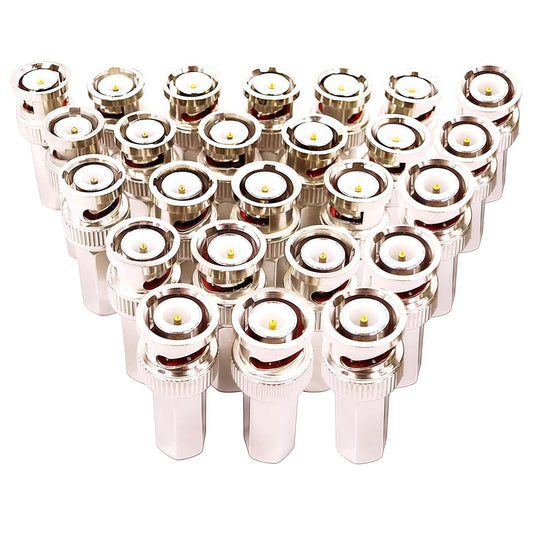 V-Fiabilidad 25PCS RG59 Coaxial Cable Connector, CCTV Twist On BNC Male Plug RF Coax Connector Surveillance Cable Adapter for CCTV IP Camera Security