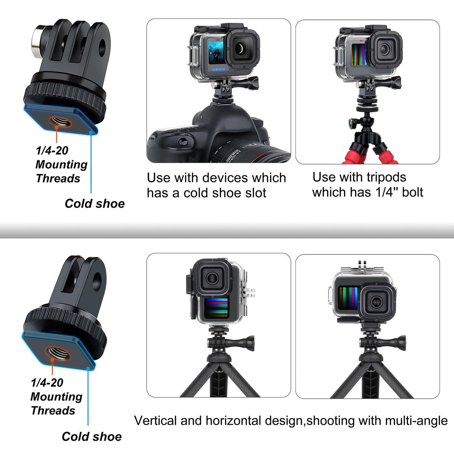 SOONSUN Waterproof Case with Dive Filters for GoPro Hero 13/12 / 11/10 / 9 Black, 196 Feet Underwater Protective Dive Housing Case with Red, Light