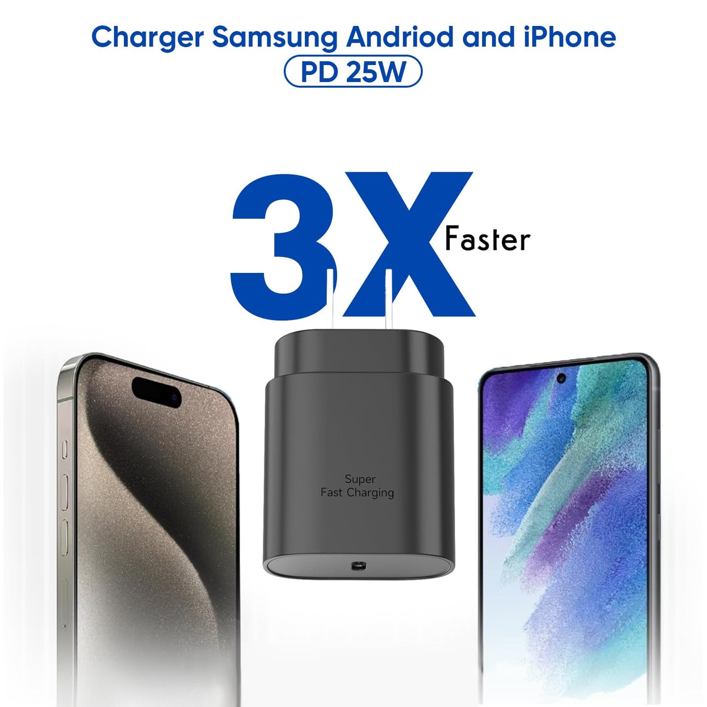 10FT Samsung Fast Charging Type C,2Pack 25W 10Foot Long Android Type C Phone Charger Block USBC to USBC Cable Fast Charging for Samsung Galaxy S25…