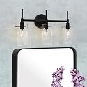 classy leaves 3 Light Bathroom Light Fixtures, Matte Black Bathroom Vanity Light, Modern Farmhouse Bathroom Lights Over Mirror, Black Bathroom Wall