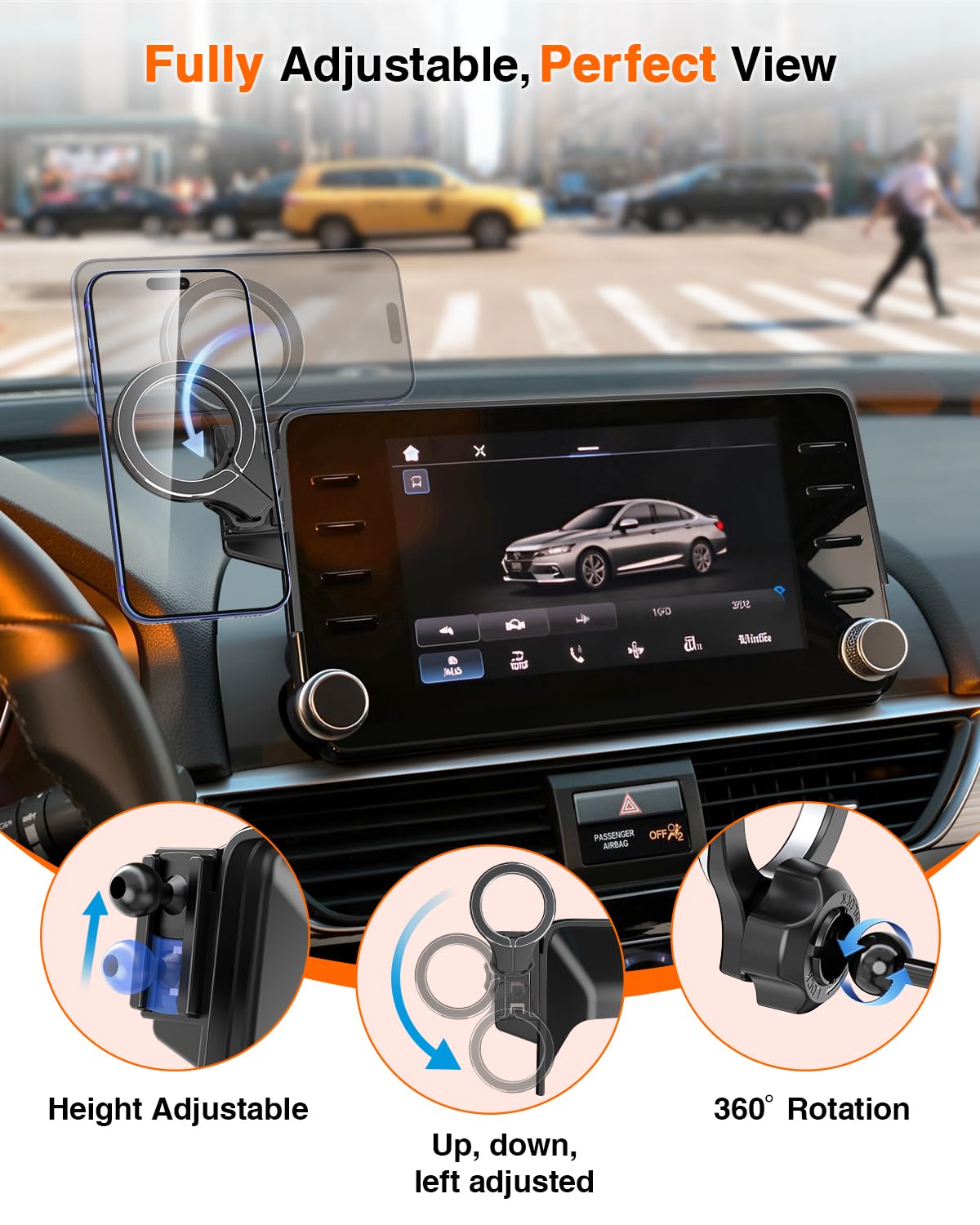 Magnetic Phone Holder for Honda Accord 2018 2019 2020 2021 2022 (10th Gen): for Magsafe Car Screen Mount Accessories Compatible with Touchscreen, All