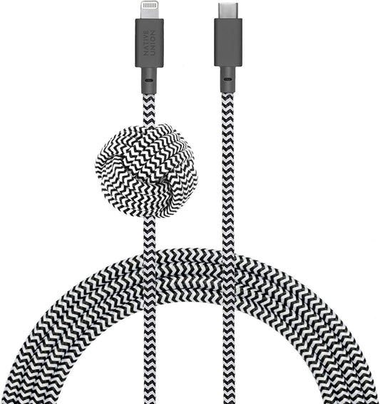 Native Union Night Cable - 10ft Ultra-Strong Reinforced Durable USB-C to Lightning [MFi Certified] Charging Cable with Weighted Knot Compatible…