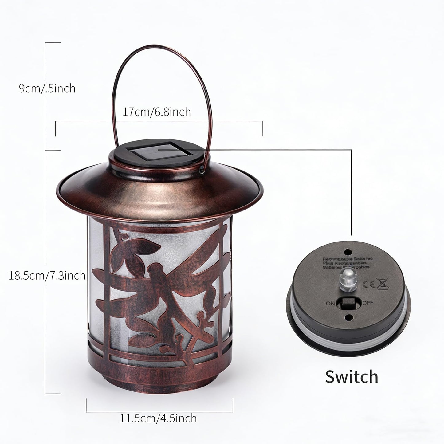 pearlstar Outdoor Solar Lanterns Waterproof Dragonfly Gifts for Mom Women Metal Solar Lantern for Garden Patio Courtyard Tabletop Outdoor Decor (1