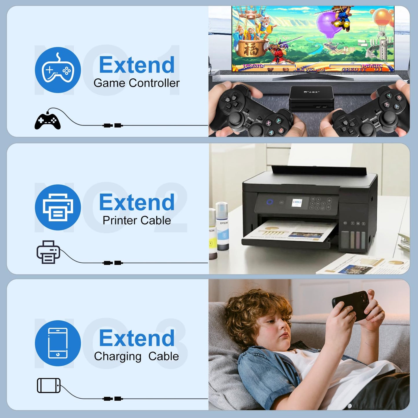 Kehtmay USB 3.0 Extension Cable 20FT, 5Gbps Data Transfer, Male to Female,Enjoy Ultra-Fast Transfer and Convenient Connectivity Compatible