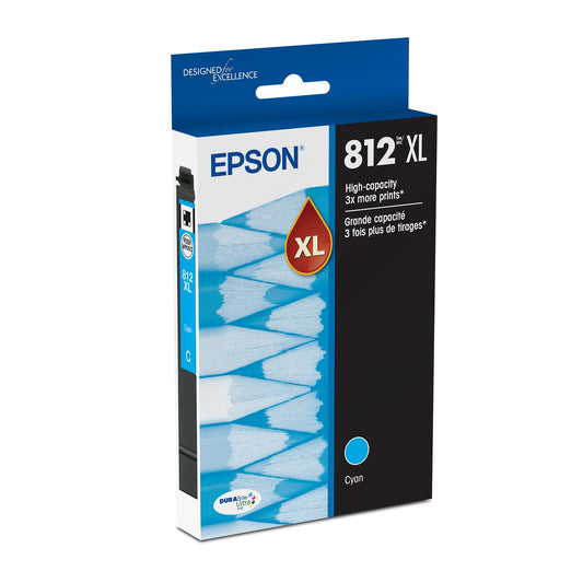 EPSON 812 DURABrite Ultra Ink High Capacity Cyan Cartridge (T812XL220-S) Works with WorkForce Pro WF-7310 ,7820, 7840, EC-C7000